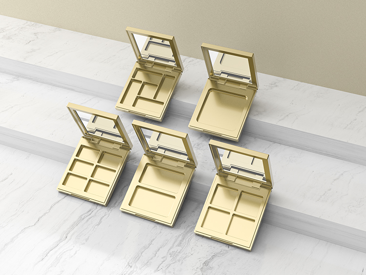 仿皮革紋理四色眼影盤包裝加工定制